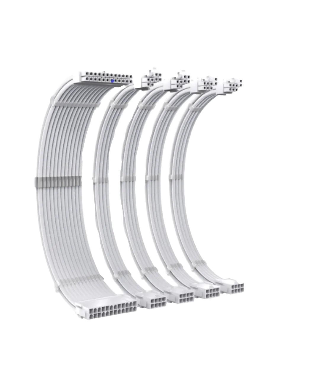 Pre-Sleeved cables set, full white |24p, 8pin, 8pin, 6+2pin, 6+2pin|