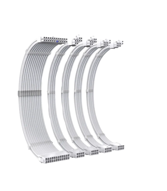Pre-Sleeved cables set, full white |24p, 8pin, 8pin, 6+2pin, 6+2pin|
