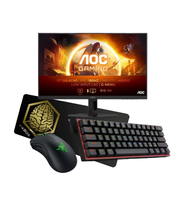 Gaming Gear Combo 2 (27" FHD Gaming Οθόνη, K617 Fizz, Razer DeathAdder Essential, XXL Mousepad)