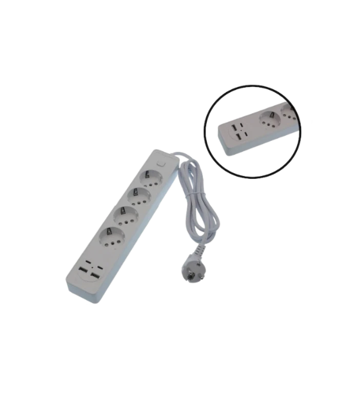 4-Slot Security Power Strip with 2 USB-A & 2 USB-C
