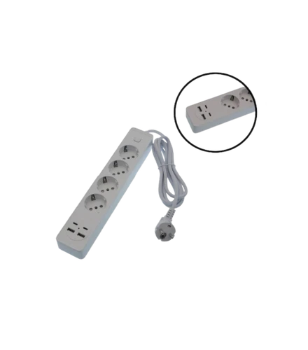 4-Slot Security Power Strip with 2 USB-A & 2 USB-C