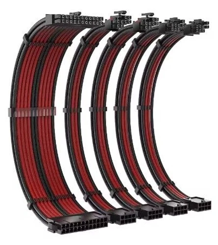 Pre-Sleeved καλώδια τροφοδοσίας set, Μαύρο-Κόκκινο |24p, 8pin, 8pin, 6+2pin, 6+2pin|
